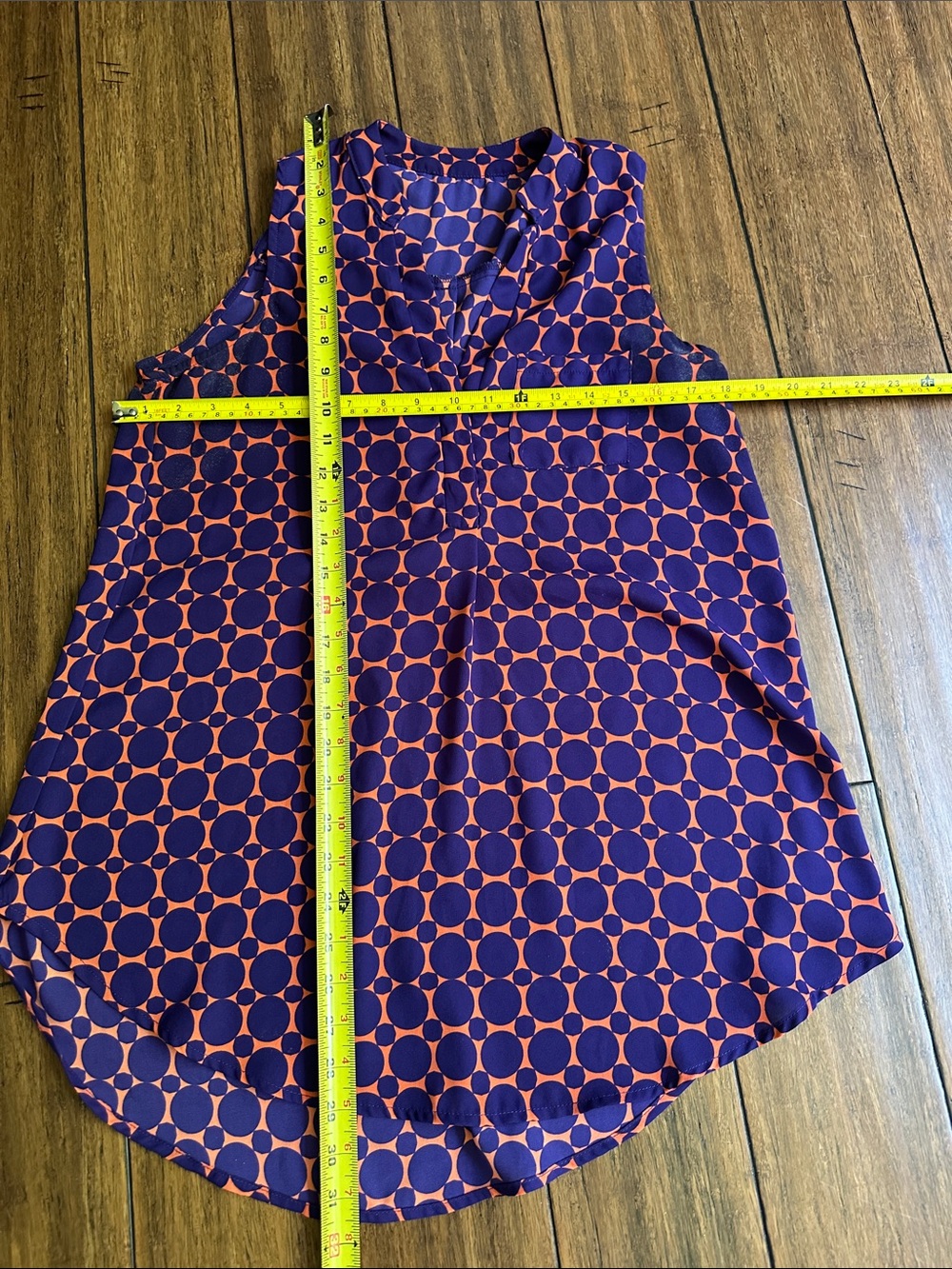 Honey Punch Navy and Coral Geometric Sleeveless Tunic